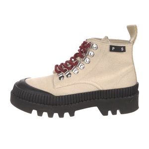 Proenza Schouler Canvas Colorblock Pattern Hiking Boots Size 39